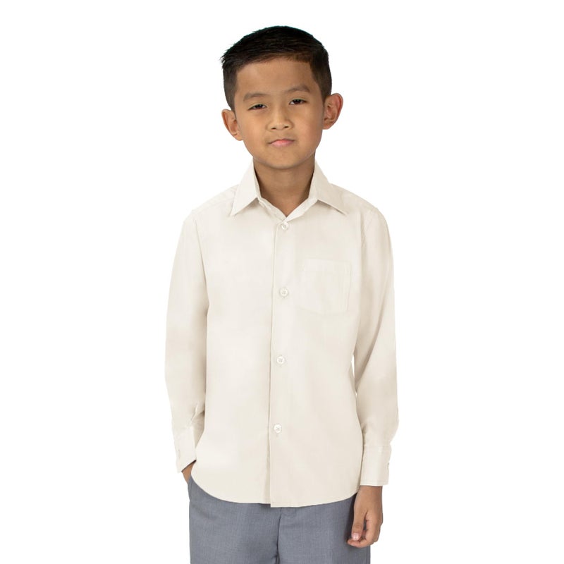 Spring Notion Big Boys' Long Sleeve Dress Shirt 5 Ivory - Image 2